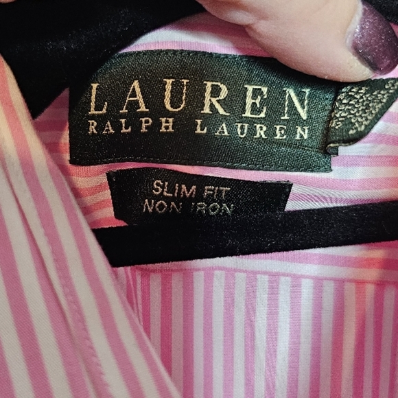 Lauren Ralph Lauren Slim Fit Pink Striped Dress Shirt - Picture 7 of 13